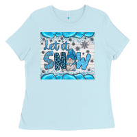 Baby Blue let it snow Ladies Tee - JahusDesignShop