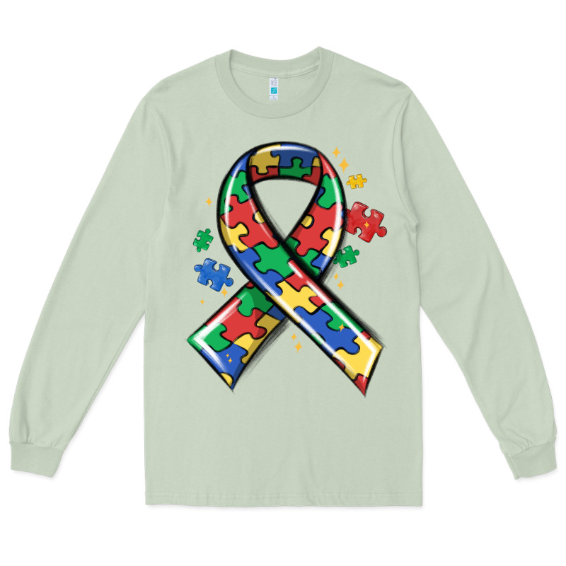 Autism Puzzle Ribbon Long Sleeve Tee by MaliasSmallBusiness | Teevron