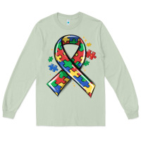Matcha autism puzzle ribbon Long Sleeve Tee - MaliasSmallBusiness
