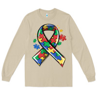 Mushroom autism puzzle ribbon Long Sleeve Tee - MaliasSmallBusiness
