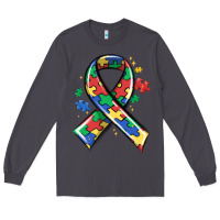 Smoke autism puzzle ribbon Long Sleeve Tee - MaliasSmallBusiness