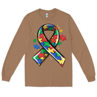 Toasted Coconut autism puzzle ribbon Long Sleeve Tee - MaliasSmallBusiness
