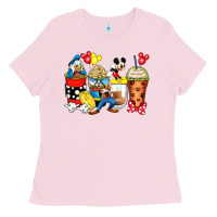 Bubblegum Pink cartoon characters coffee cups Ladies Tee - Zillion Design Studio