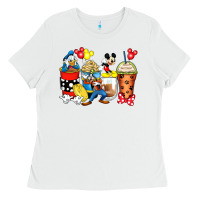 White cartoon characters coffee cups Ladies Tee - Zillion Design Studio