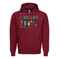 Burgundy Battery Life Of A lunch Lady Zipper Hoodie - BundleAndBundleShop