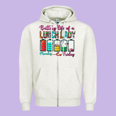 Battery Life Of A Lunch Lady Zipper Hoodie Designed By Bundleandbundleshop