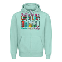 Seafoam Battery Life Of A lunch Lady Zipper Hoodie - BundleAndBundleShop