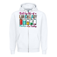 White Battery Life Of A lunch Lady Zipper Hoodie - BundleAndBundleShop