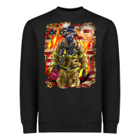 Black Firefighter Fire And American Heavyweight Sweatshirt - LillyAllenDesigns
