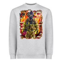 Heather Grey Firefighter Fire And American Heavyweight Sweatshirt - LillyAllenDesigns