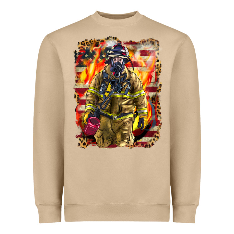 Firefighter Fire And American Heavyweight Sweatshirt by LillyAllenDesigns | Teevron