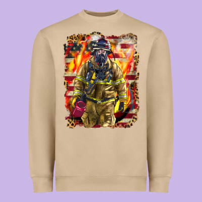 Firefighter Fire And American Heavyweight Sweatshirt Designed By Lillyallendesigns