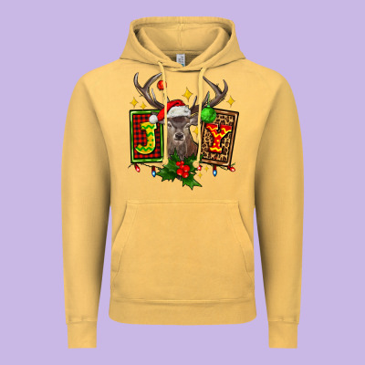 Joy With Reindeer Ado Vintage Hoodie Designed By Adodesignshop