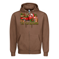 Chestnut Tis' The Season Christmas Truck Zipper Hoodie - BundleAndBundleShop