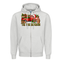 Dove Grey Tis' The Season Christmas Truck Zipper Hoodie - BundleAndBundleShop