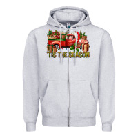 Heather Grey Tis' The Season Christmas Truck Zipper Hoodie - BundleAndBundleShop