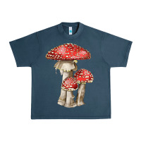 Midnight Navy Autumn Mushroom Illustrations Urban Heavy Tee - LillyAllenDesigns