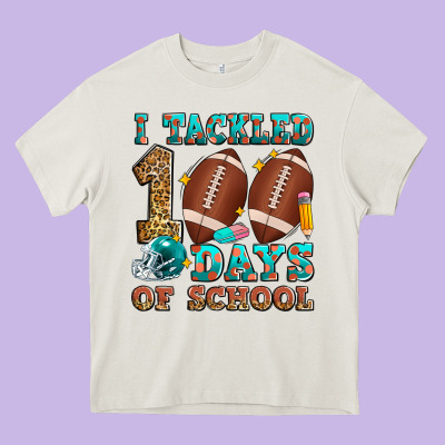 I Tackled 100 Days Of School American Football Heavy Core Tee Designed By Zillion Design Studio