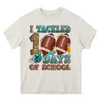 Cream i tackled 100 days of school american football Heavy Core Tee - Zillion Design Studio