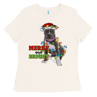 Bone merry and bright pitbull Ladies Tee - RanaPortraitStore