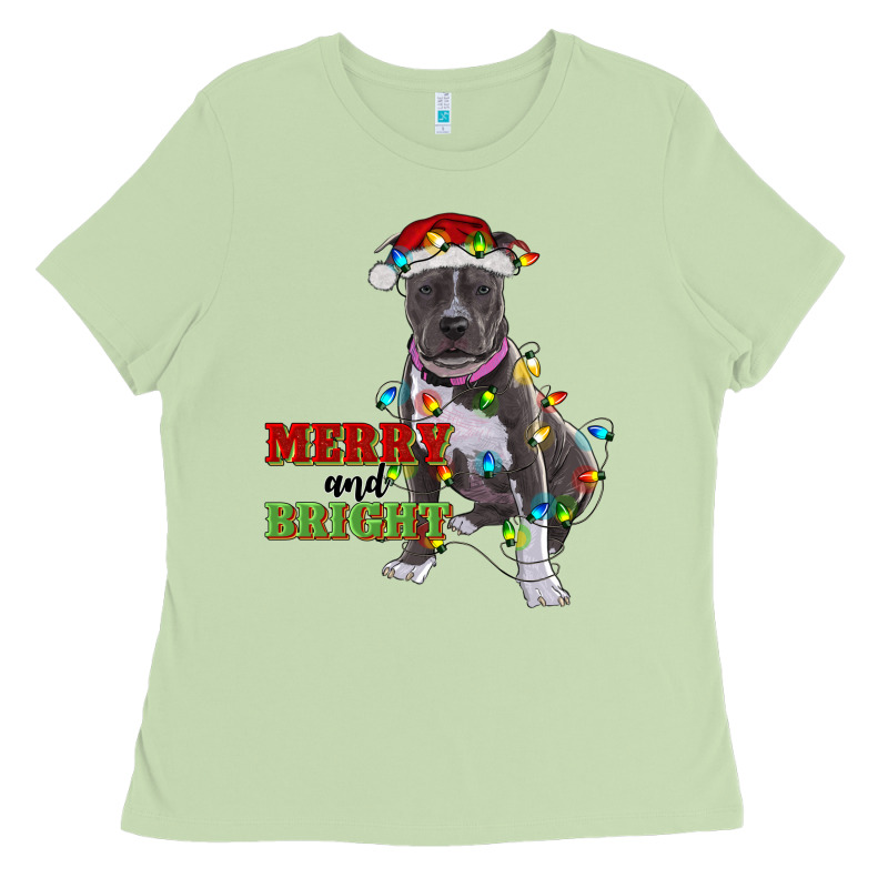Merry And Bright Pitbull Ladies Tee by RanaPortraitStore | Teevron