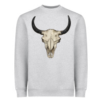 Heather Grey bull skull Heavyweight Sweatshirt - BarkalooDesign
