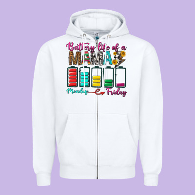 Battery Life Of A Mama Zipper Hoodie Designed By Bundleandbundleshop