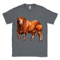 Charcoal Heather red angus bull Classic Tee - LillyAllenDesigns