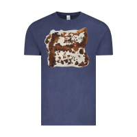 Vintage Denim hand drawn cowhide cow fur Vintage Tee - BarkalooDesign