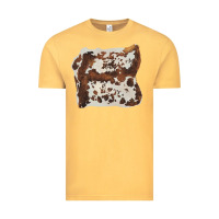 Vintage Mustard hand drawn cowhide cow fur Vintage Tee - BarkalooDesign