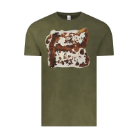 Vintage Olive hand drawn cowhide cow fur Vintage Tee - BarkalooDesign