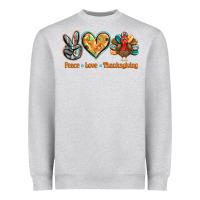 Heather Grey peace love thanksgiving Heavyweight Sweatshirt - BarkalooDesign