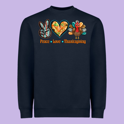 Peace Love Thanksgiving Heavyweight Sweatshirt Designed By Barkaloodesign