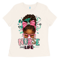 Bone afro messy bun nurse life Ladies Tee - texasbilliewilder
