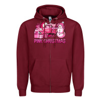 Burgundy Pink Christmas Truck Zipper Hoodie - BundleAndBundleShop