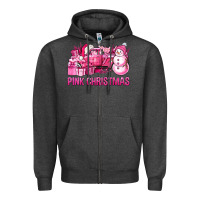 Charcoal Heather Pink Christmas Truck Zipper Hoodie - BundleAndBundleShop