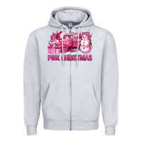 Heather Grey Pink Christmas Truck Zipper Hoodie - BundleAndBundleShop