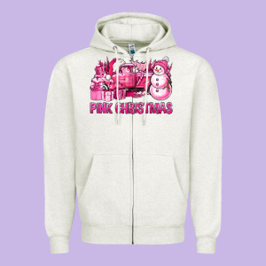 Pink Christmas Truck Zipper Hoodie Designed By Bundleandbundleshop