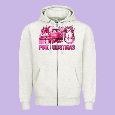 Pink Christmas Truck Zipper Hoodie Designed By Bundleandbundleshop