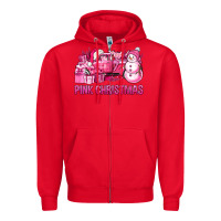 Red Pink Christmas Truck Zipper Hoodie - BundleAndBundleShop
