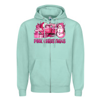 Seafoam Pink Christmas Truck Zipper Hoodie - BundleAndBundleShop