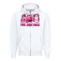 White Pink Christmas Truck Zipper Hoodie - BundleAndBundleShop