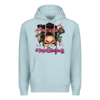 Blue Mist Small business messy bun Premium Hoodie - texasbilliewilder
