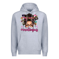 Heather Grey Small business messy bun Premium Hoodie - texasbilliewilder