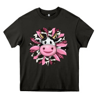 Pink Leopard Sunflower Cow Heavy Core Tee | Teevron