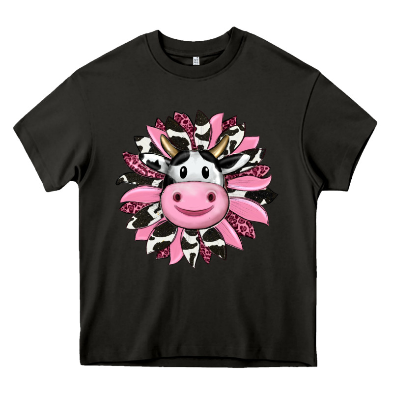 Pink Leopard Sunflower Cow Heavy Core Tee by RanaPortraitStore | Teevron