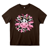 Chocolate Brown pink leopard sunflower cow Heavy Core Tee - RanaPortraitStore