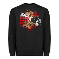 Black leopard cowhide Christmas plaid patches Heavyweight Sweatshirt - Jasminsmagicworld