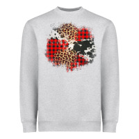 Heather Grey leopard cowhide Christmas plaid patches Heavyweight Sweatshirt - Jasminsmagicworld