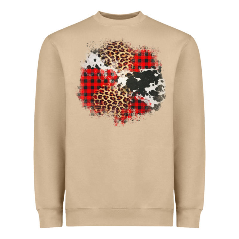 Leopard Cowhide Christmas Plaid Patches Heavyweight Sweatshirt by Jasminsmagicworld | Teevron